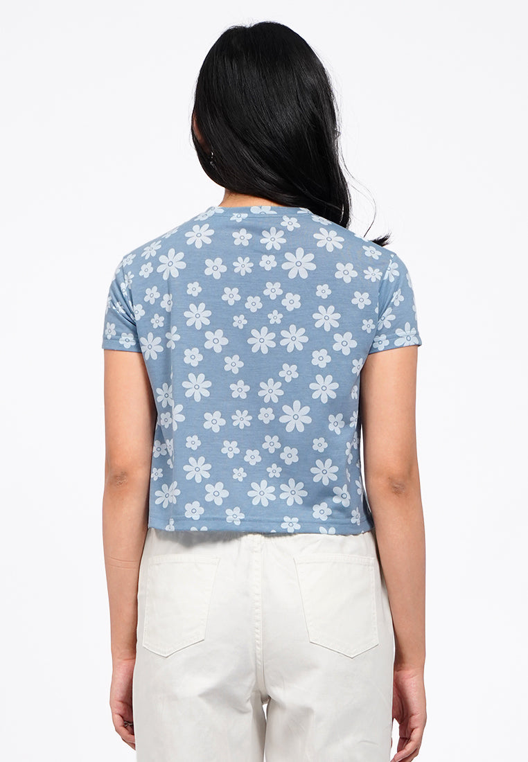 Full Print Short Sleeve Crop T-Shirt