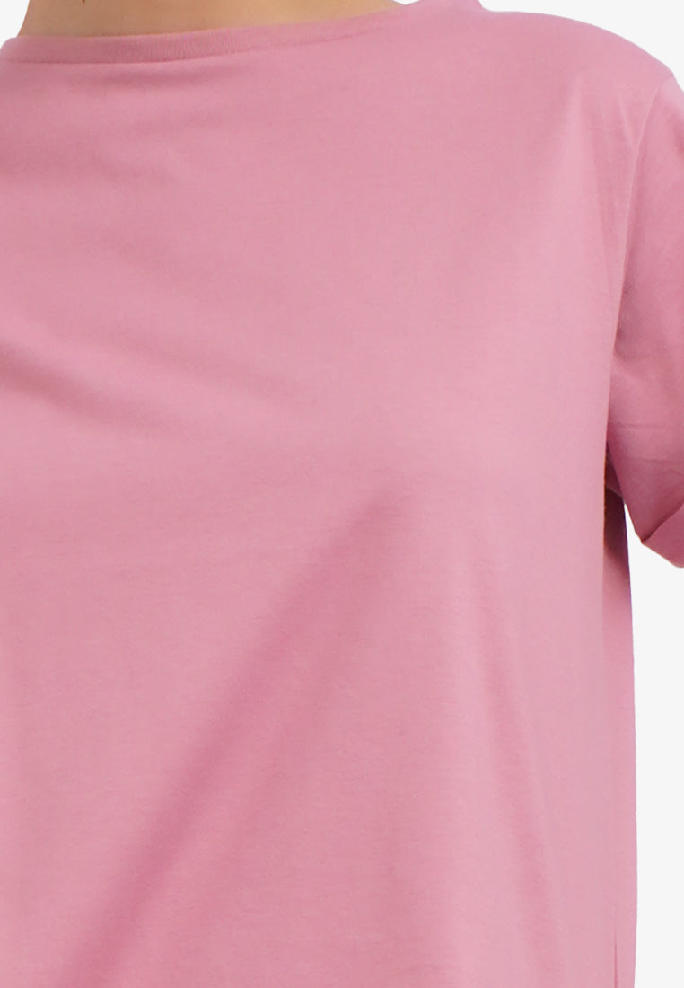 Roll Up Short Sleeve T-Shirt Pink