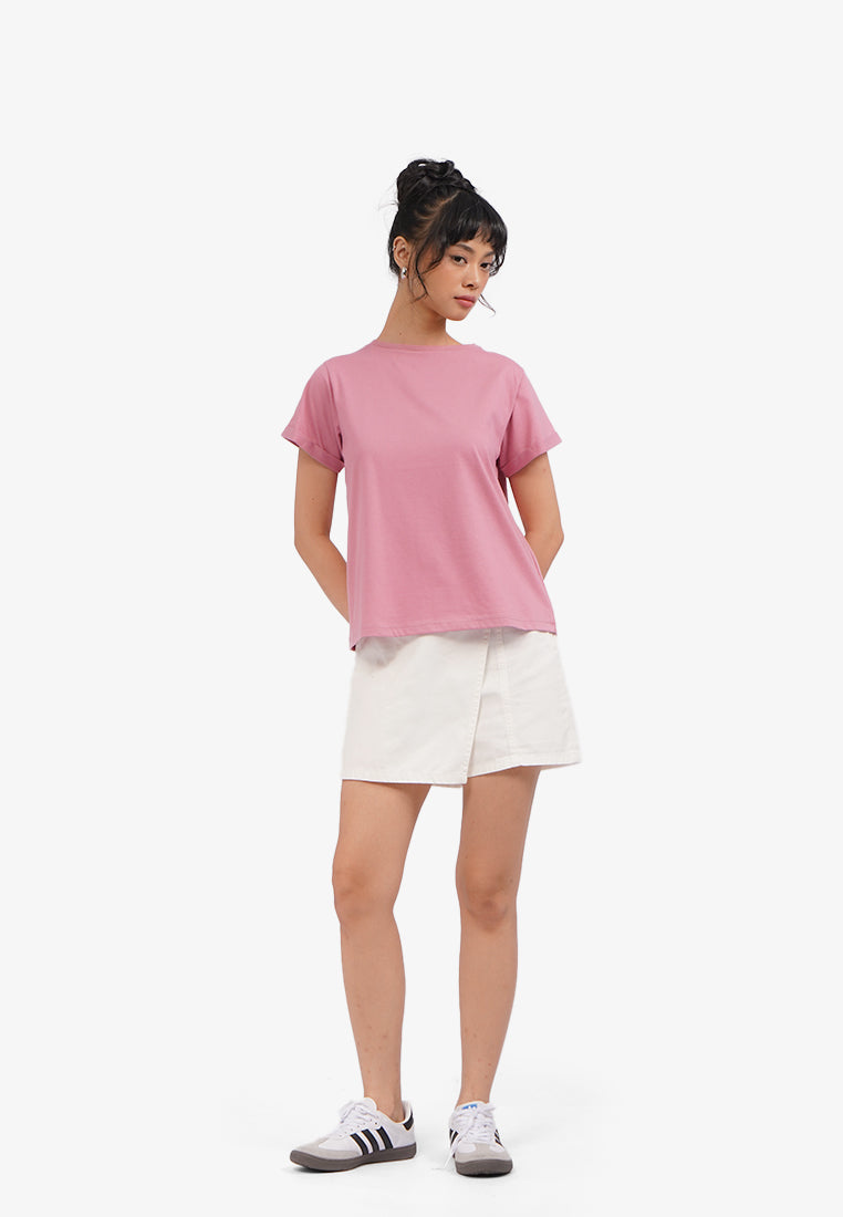 Roll Up Short Sleeve T-Shirt Pink