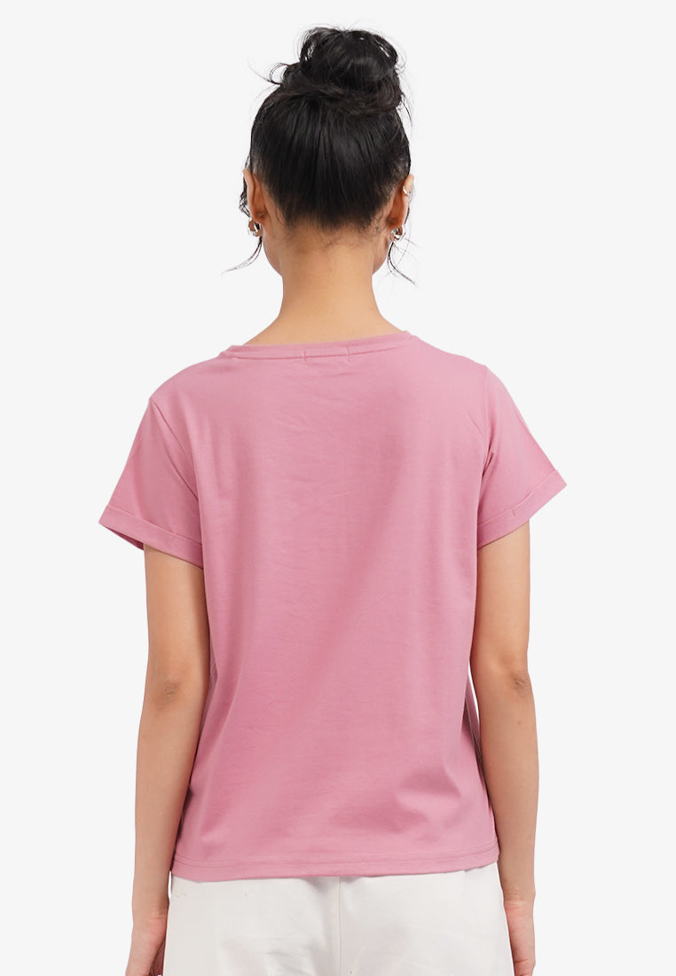 Roll Up Short Sleeve T-Shirt Pink