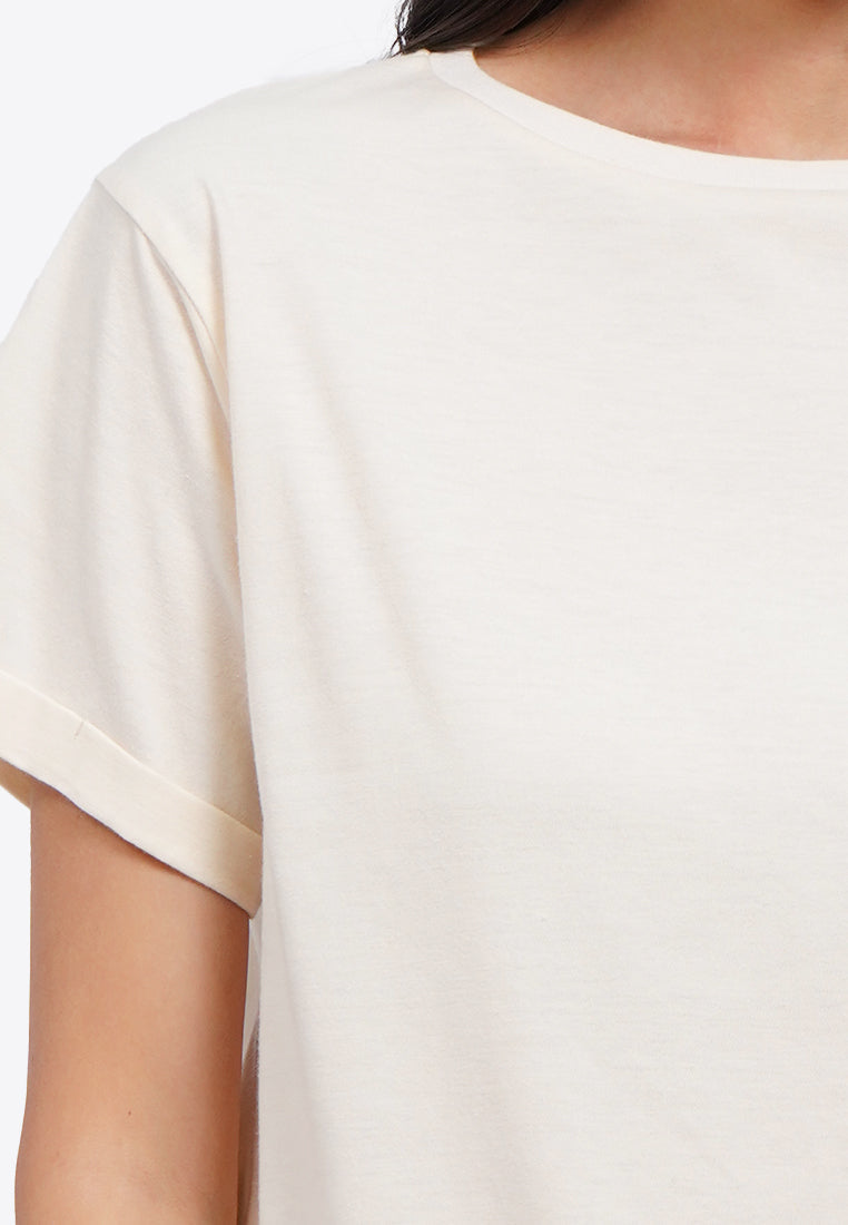 Rolled Up Sleeve Loose T-Shirt