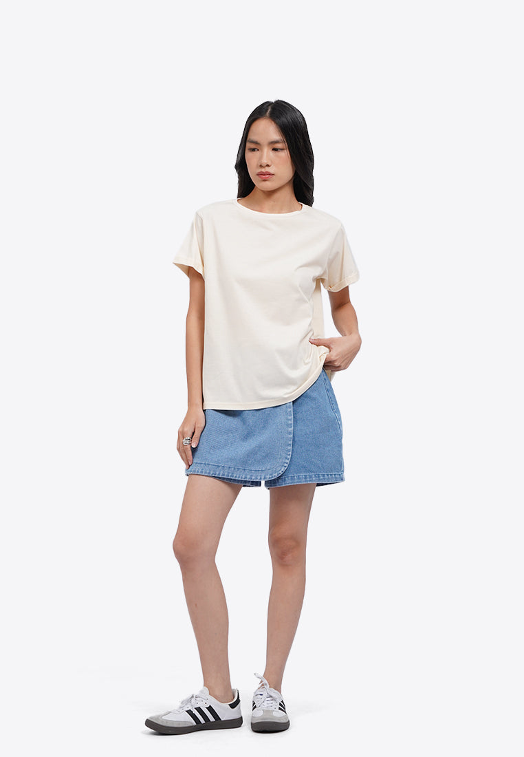 Rolled Up Sleeve Loose T-Shirt
