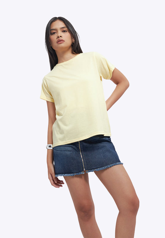 Loose T-Shirt with Roll Up Sleeve