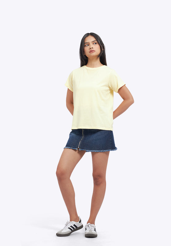 Loose T-Shirt with Roll Up Sleeve
