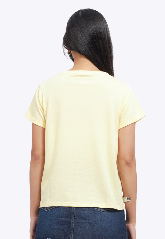 Loose T-Shirt with Roll Up Sleeve