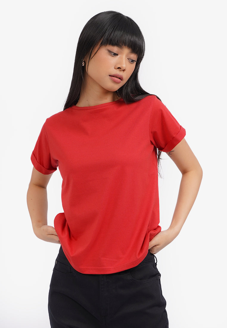 Roll Up Short Sleeve T-Shirt Red