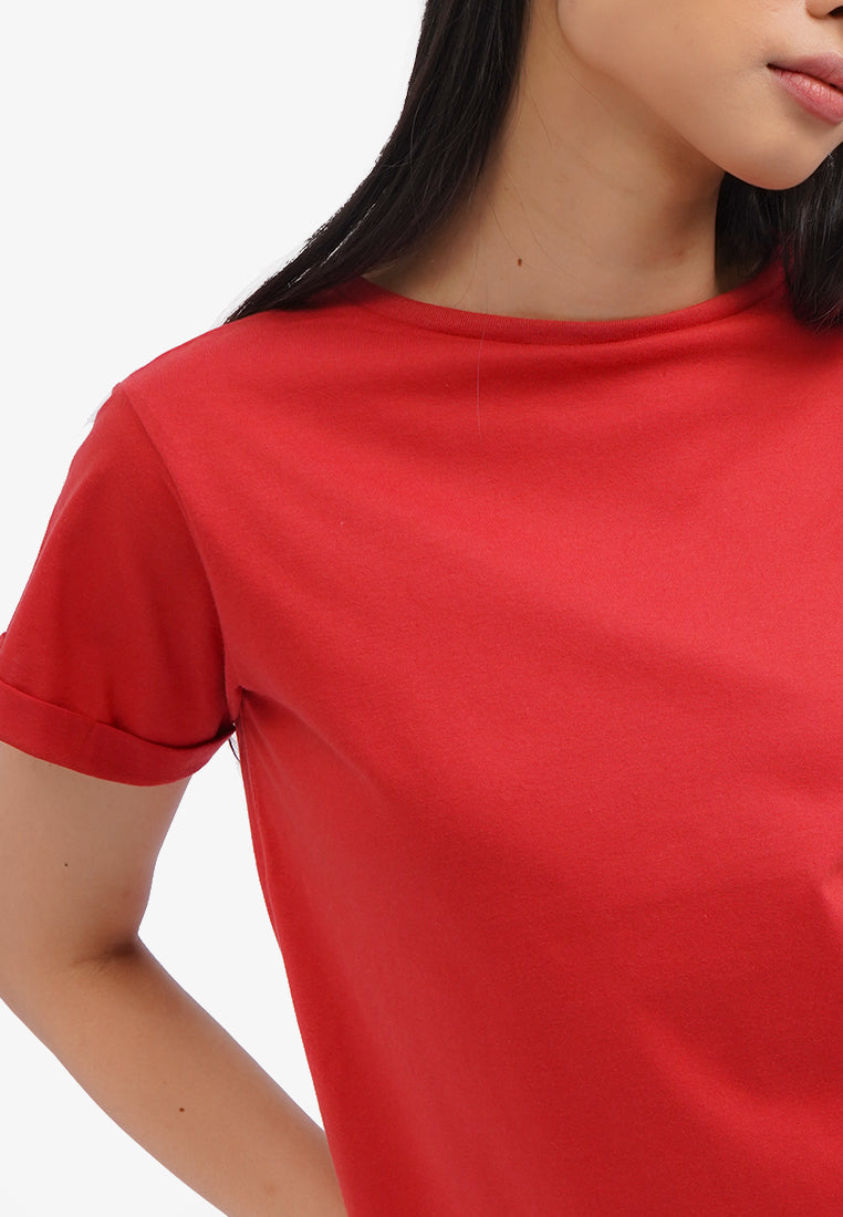 Roll Up Short Sleeve T-Shirt Red