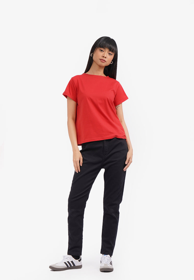 Roll Up Short Sleeve T-Shirt Red