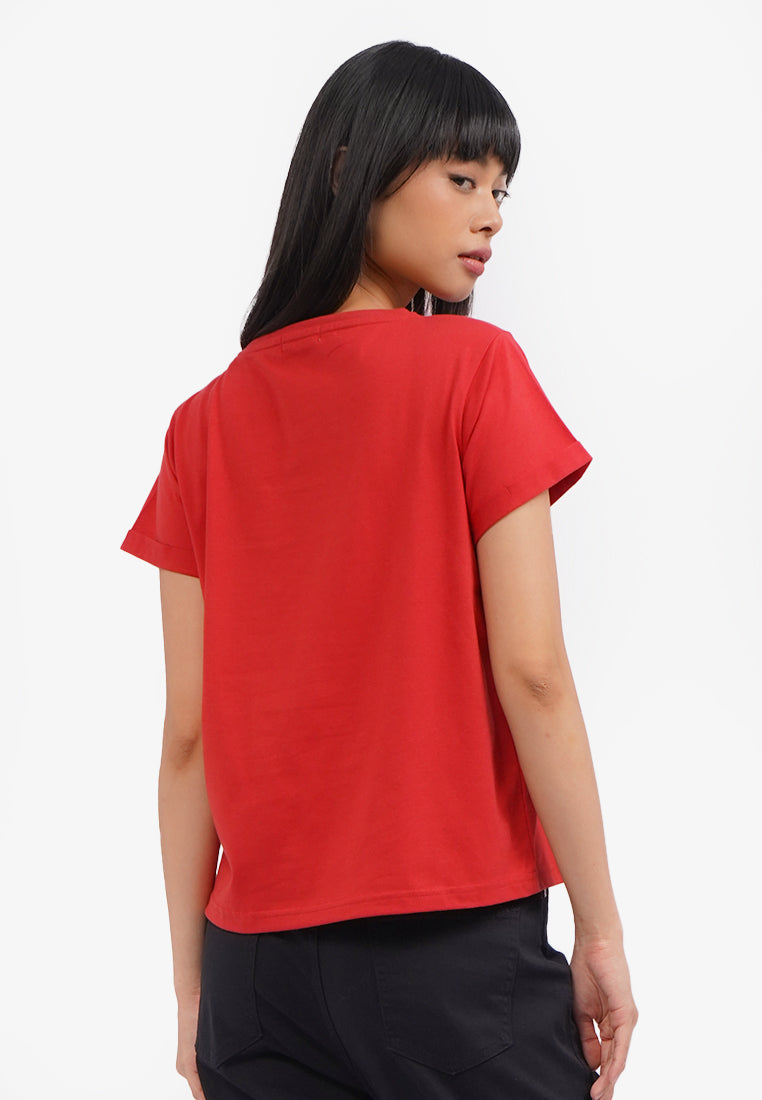 Roll Up Short Sleeve T-Shirt Red