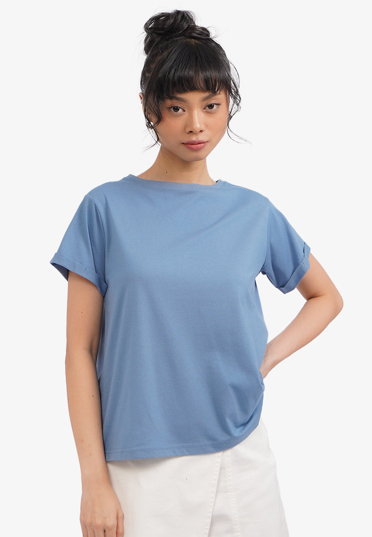 Roll Up Short Sleeve T-Shirt Blue