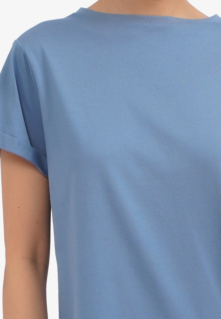Roll Up Short Sleeve T-Shirt Blue