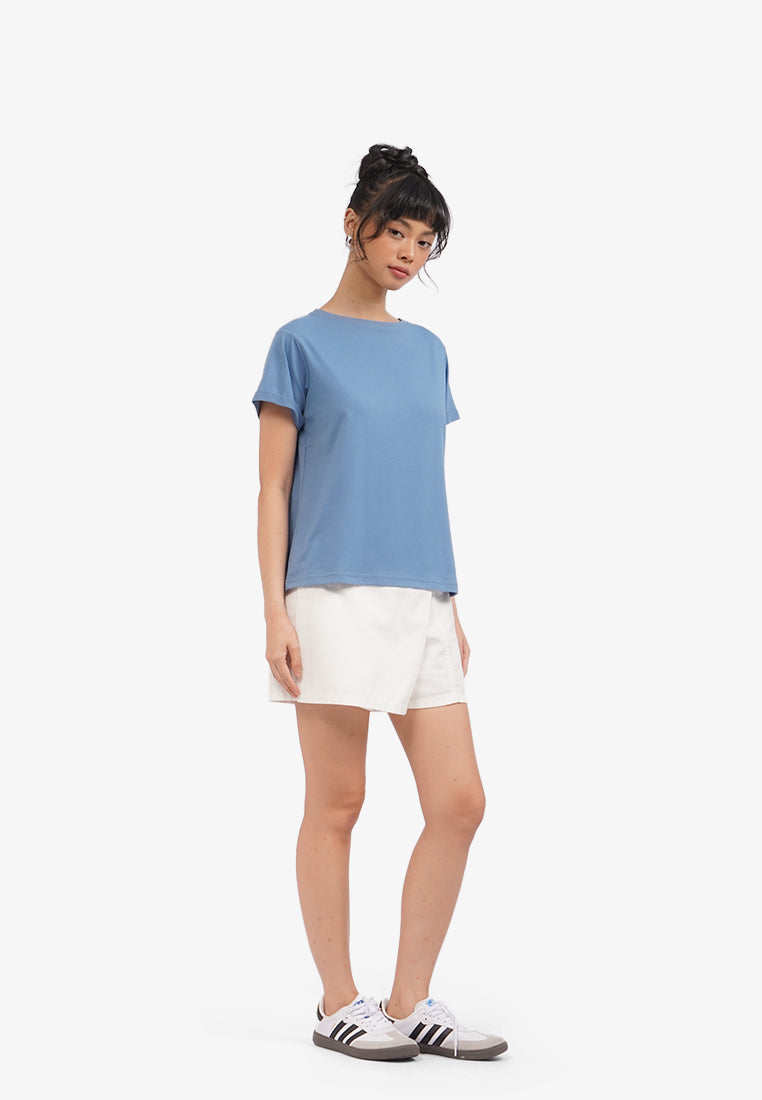 Roll Up Short Sleeve T-Shirt Blue