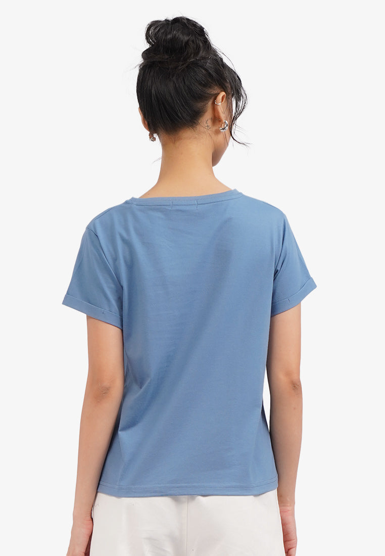 Roll Up Short Sleeve T-Shirt Blue