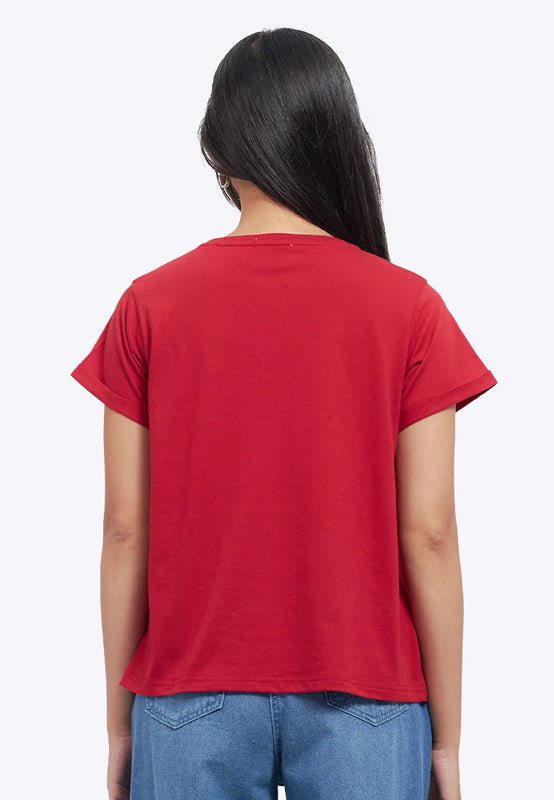 Loose T-Shirt with Roll Up Sleeve