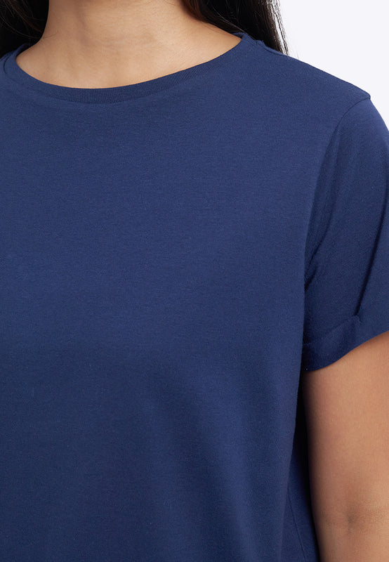 Loose T-Shirt with Roll Up Sleeve