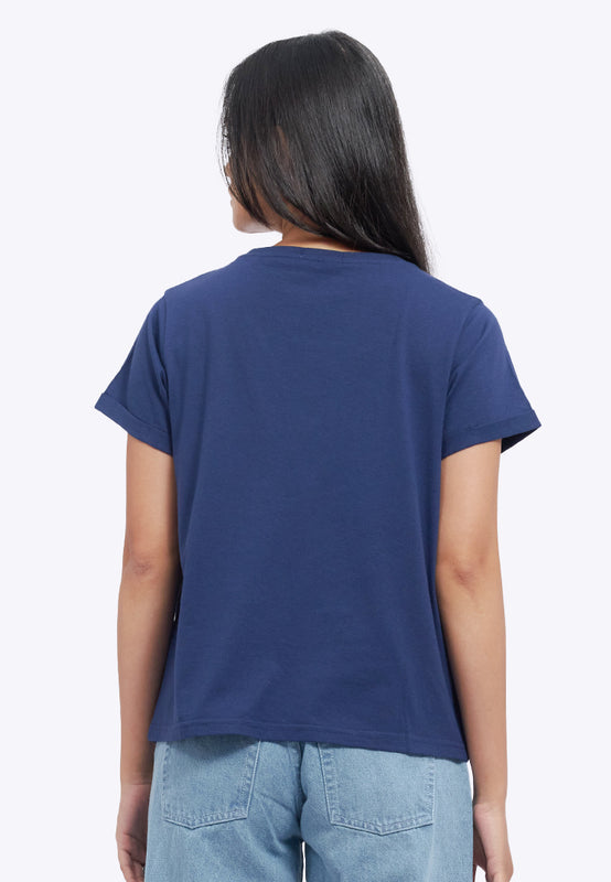 Loose T-Shirt with Roll Up Sleeve