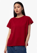 Basic Short Sleeve Loose T-Shirt Maroon