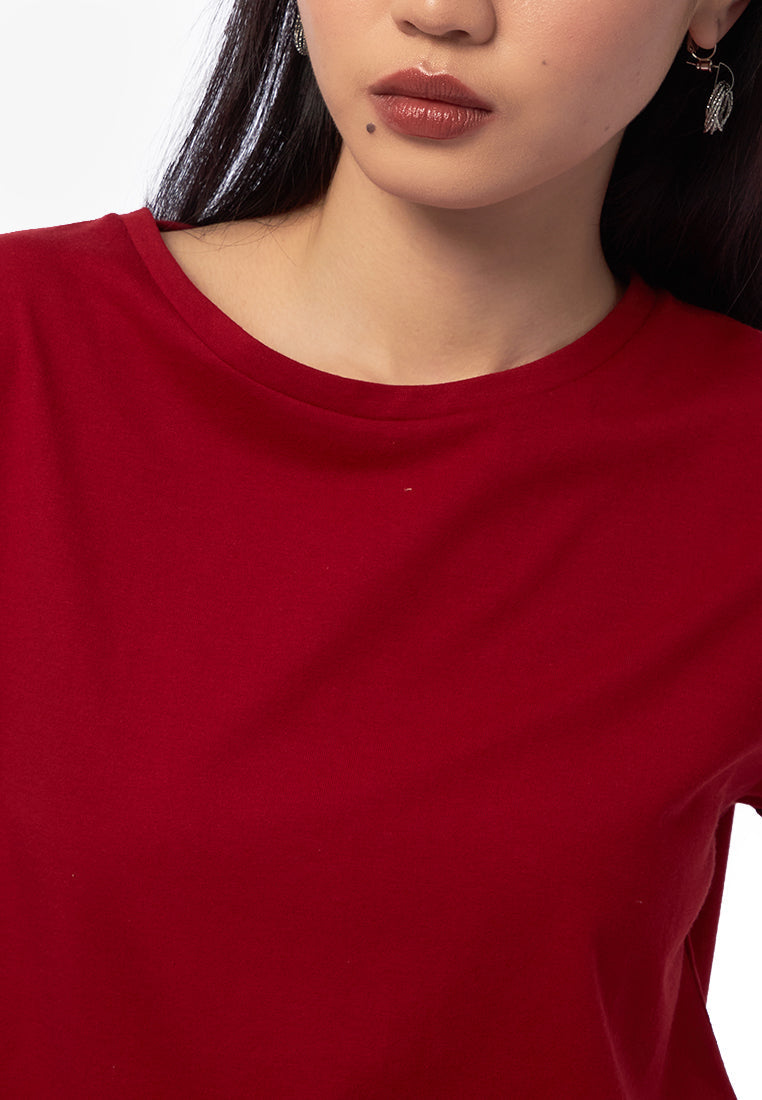 Basic Short Sleeve Loose T-Shirt Maroon