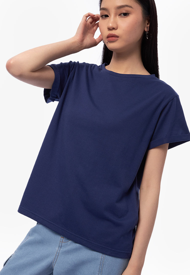Basic Short Sleeve Loose T-Shirt Navy