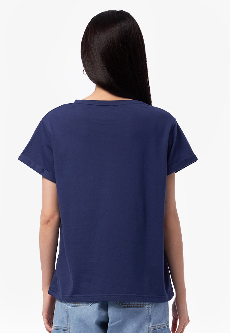 Basic Short Sleeve Loose T-Shirt Navy
