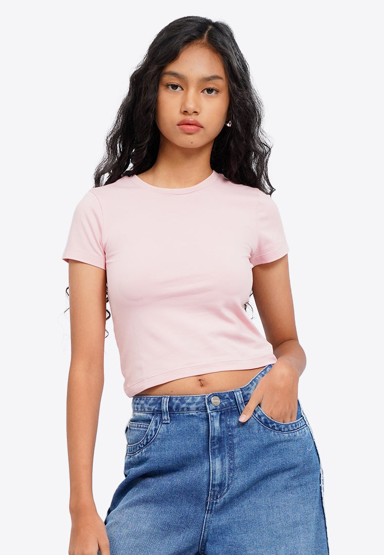 Basic Fitted Crop T-Shirt
