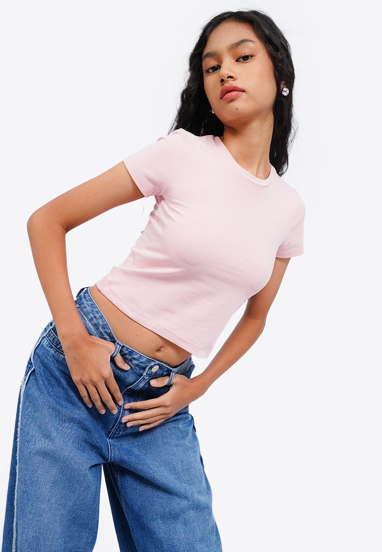 Basic Fitted Crop T-Shirt