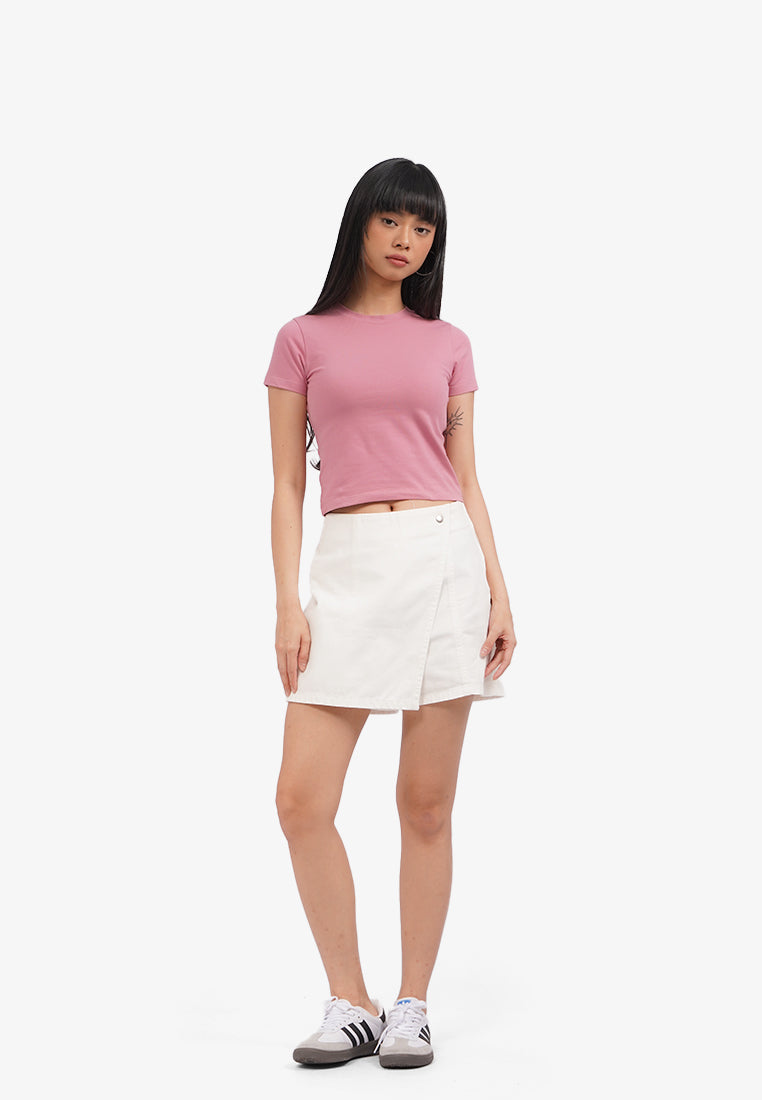Basic Short Sleeve Fitted T-Shirt Pink