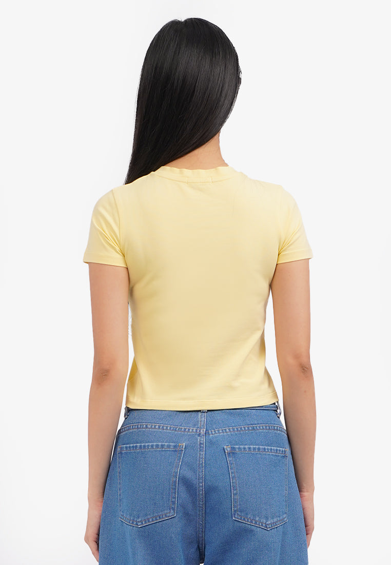 Basic Short Sleeve Fitted T-Shirt Yellow