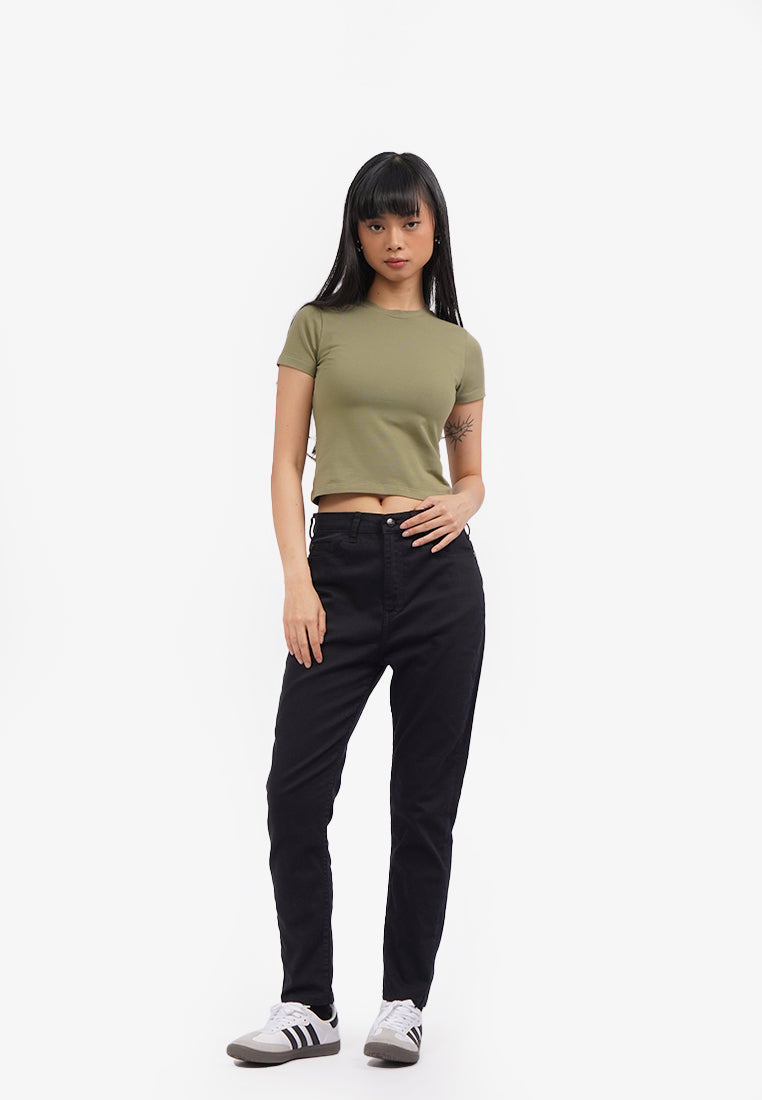 Basic Short Sleeve Fitted T-Shirt Green