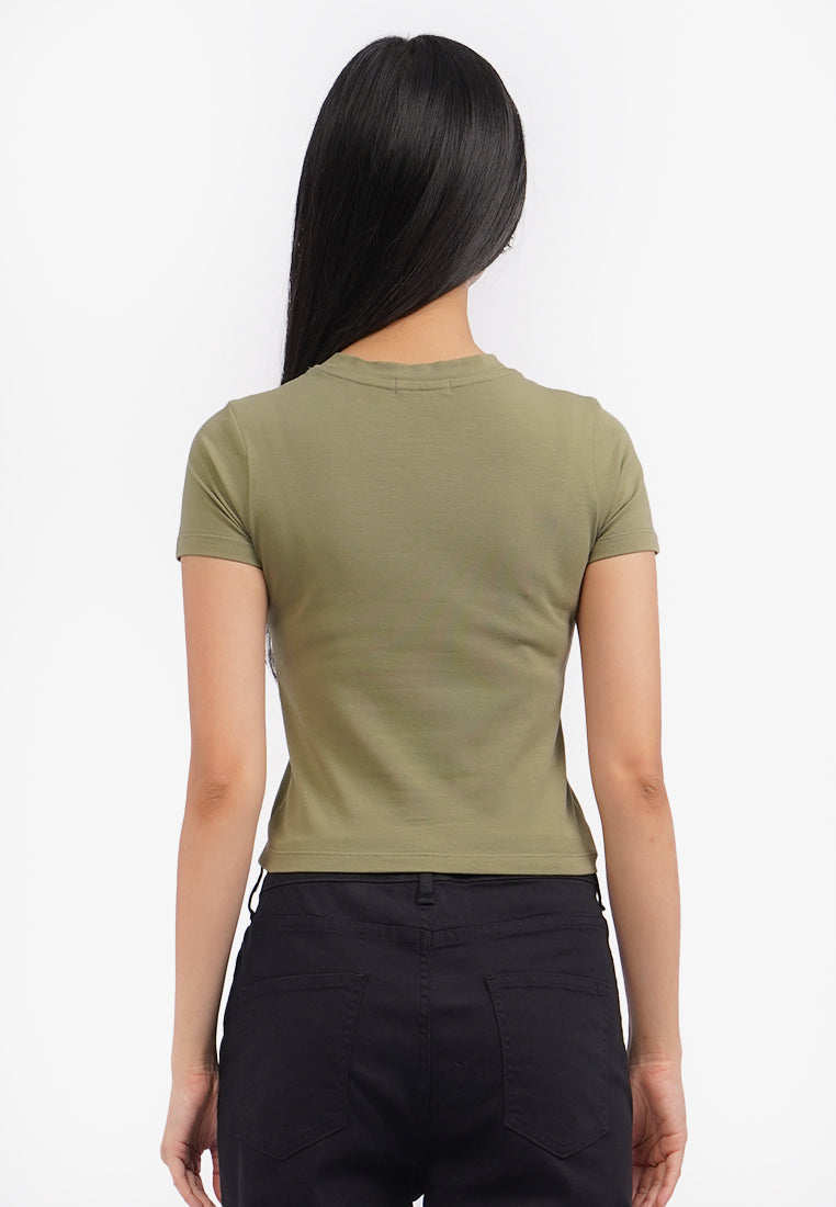 Basic Short Sleeve Fitted T-Shirt Green