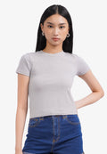 Basic Short Sleeve Fitted T-Shirt L.Grey