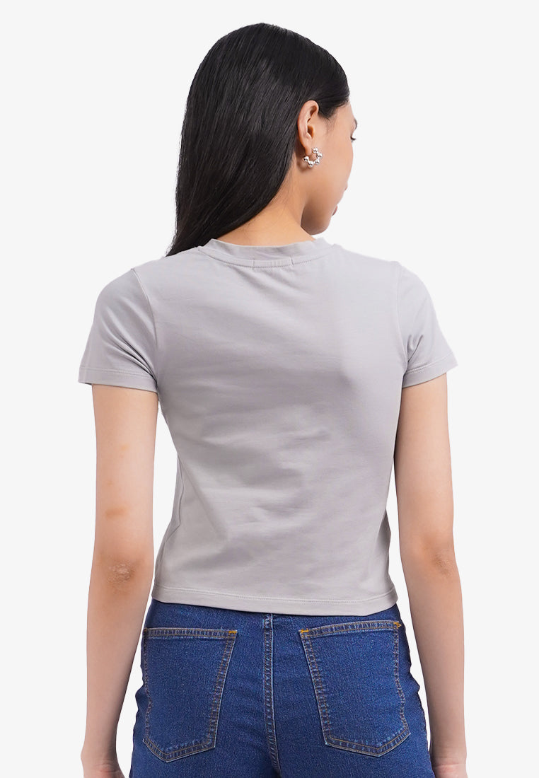 Basic Short Sleeve Fitted T-Shirt L.Grey