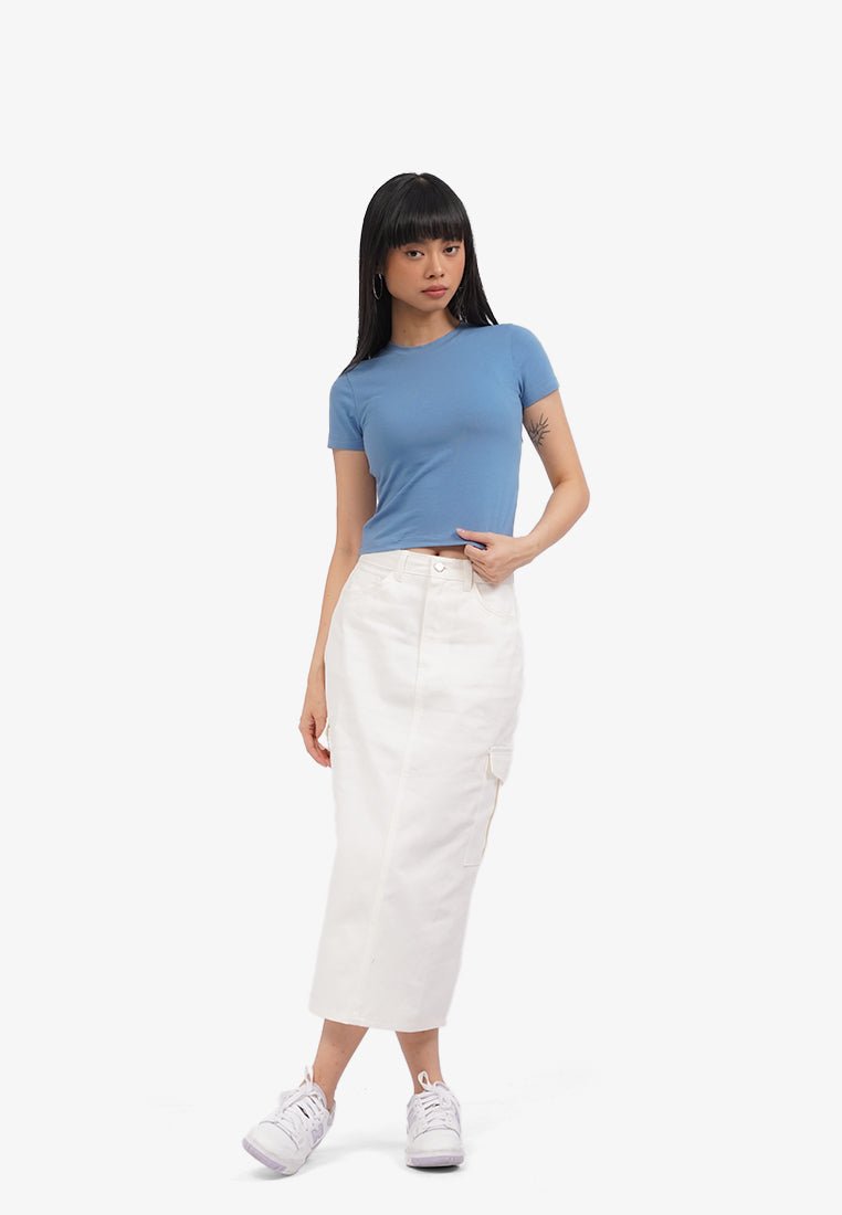 Basic Short Sleeve Fitted T-Shirt Blue