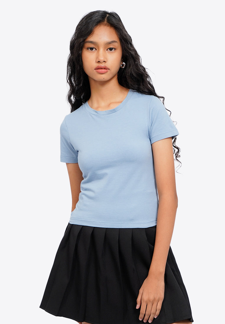 Basic Fitted Crop T-Shirt