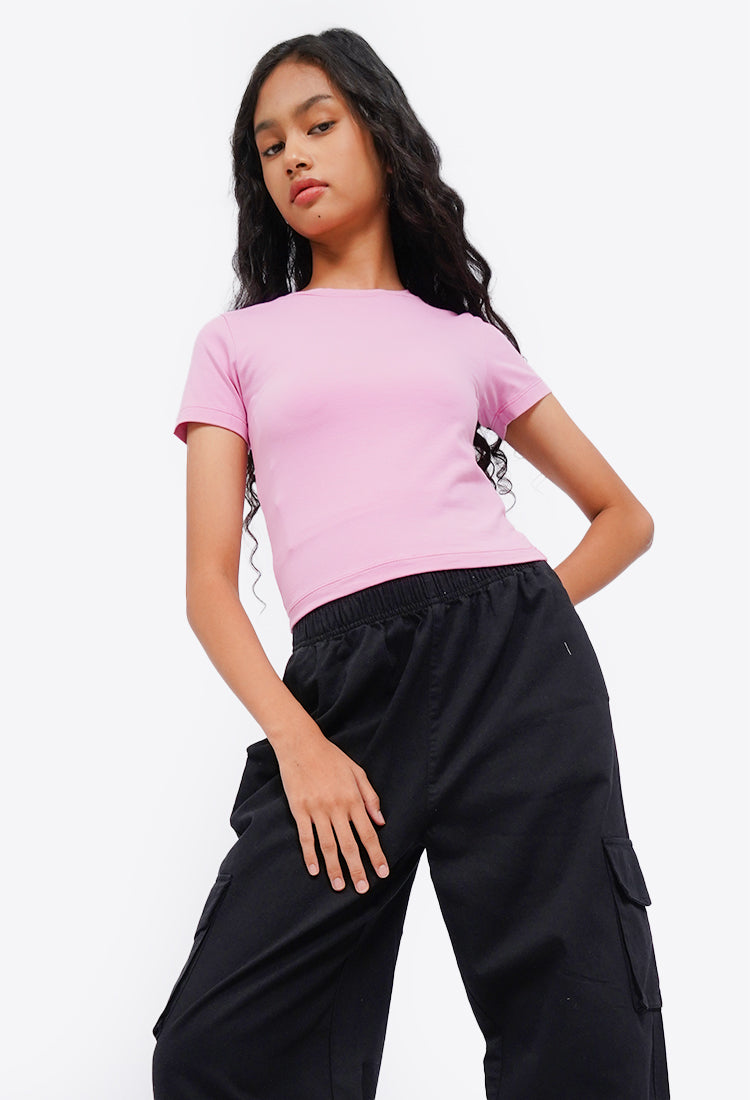 Basic Fitted Crop T-Shirt