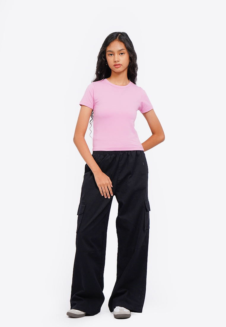 Basic Fitted Crop T-Shirt