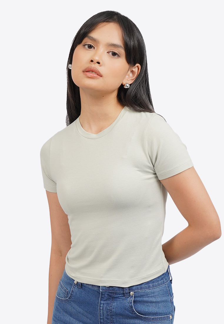 Short Sleeve Fitted Crop T-Shirt