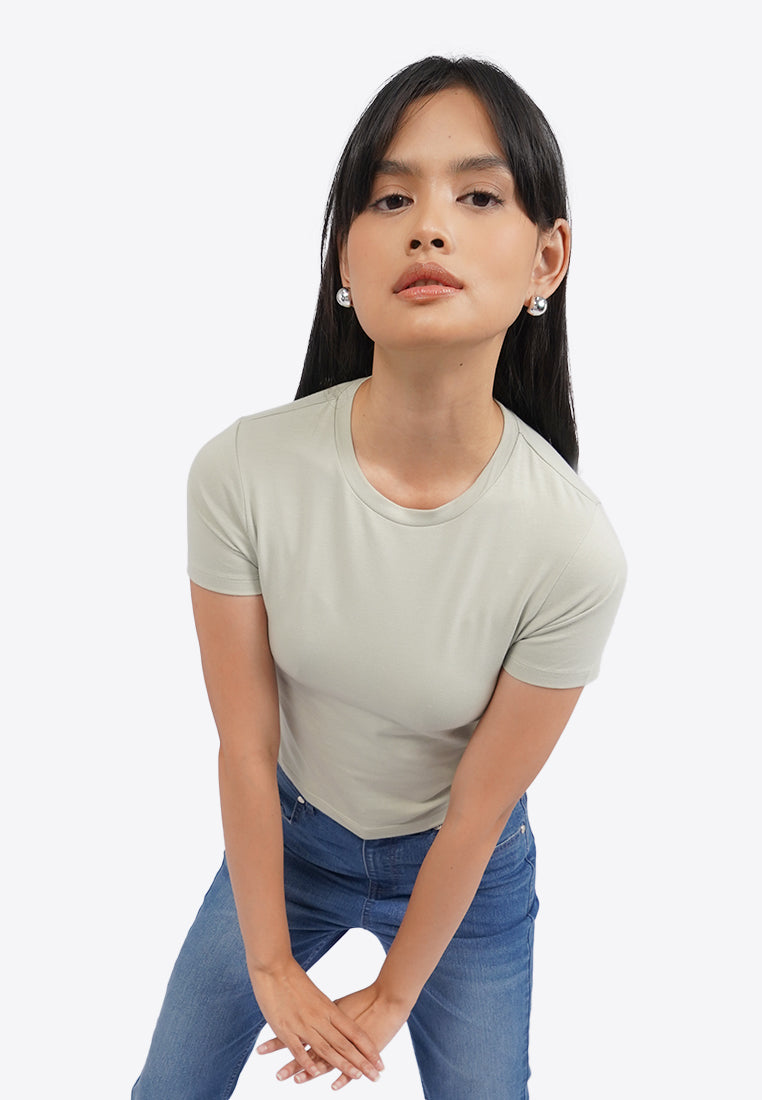 Short Sleeve Fitted Crop T-Shirt