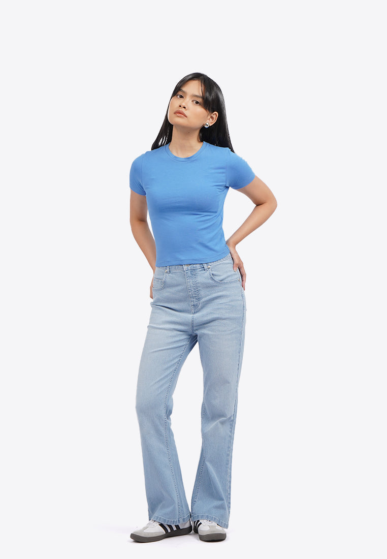 Short Sleeve Fitted Crop T-Shirt