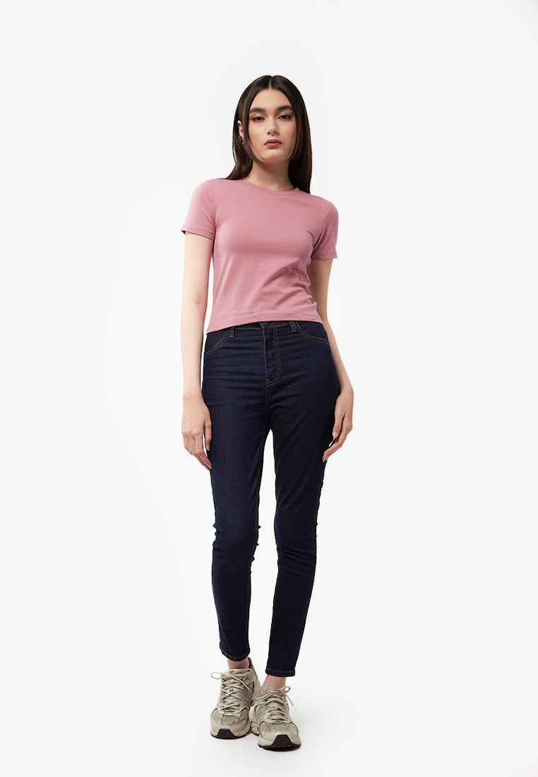 Basic Fitted Short Sleeve T-Shirt Pink