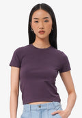 Short Sleeve Fitted Crop T-Shirt Plum