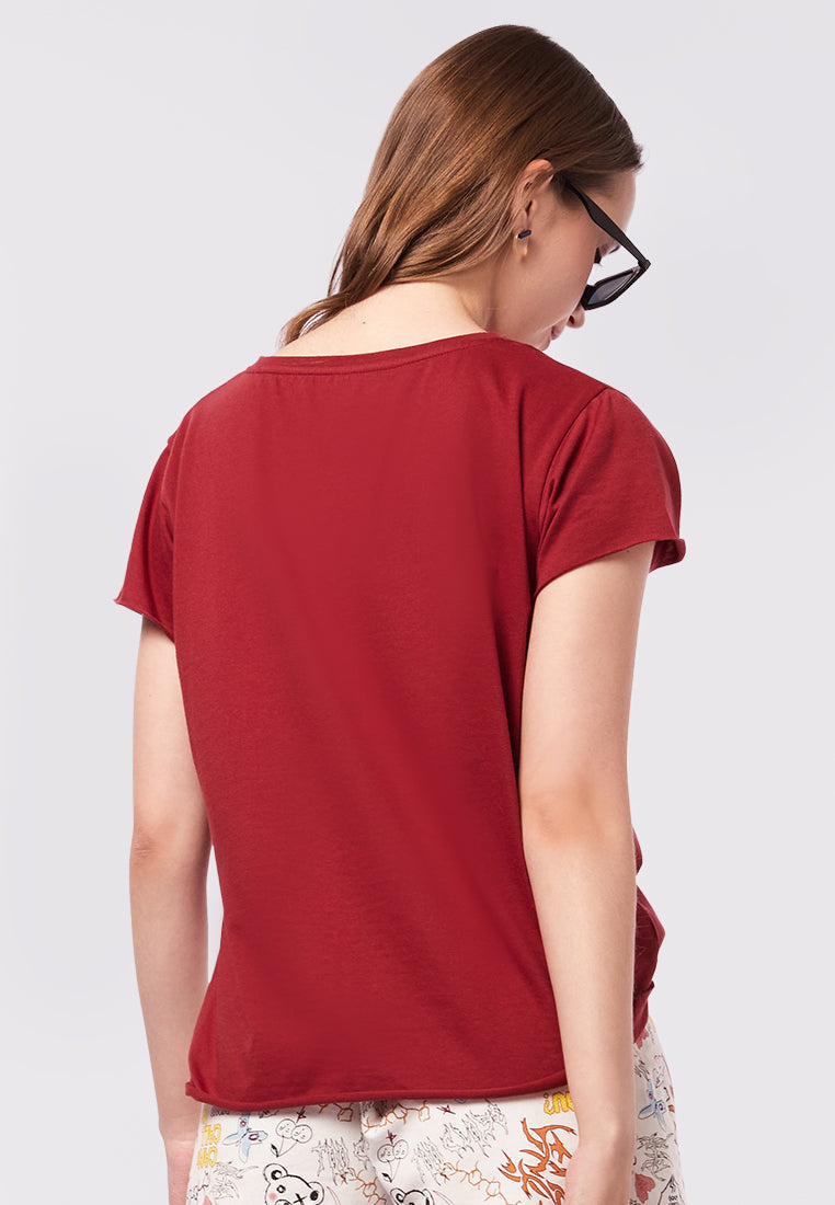 Short Sleeve T-Shirt with Unfinished Hem