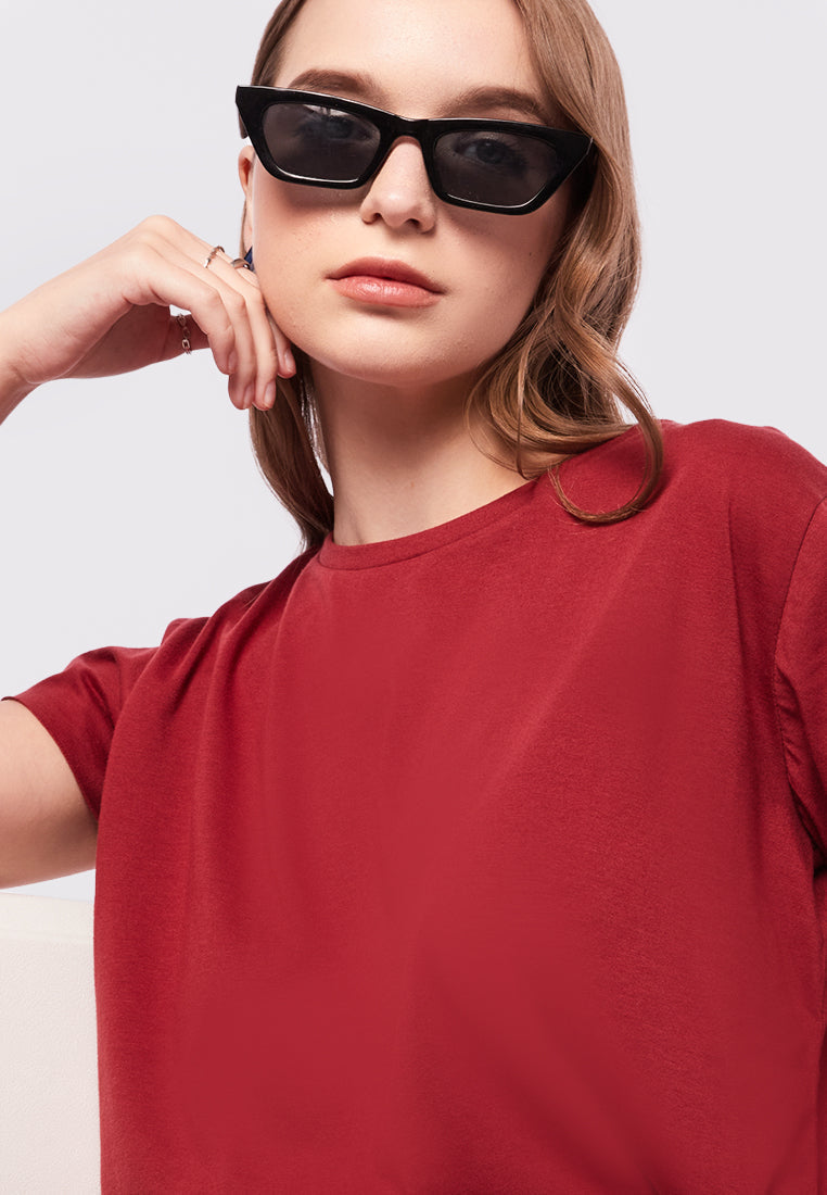 Short Sleeve T-Shirt with Unfinished Hem