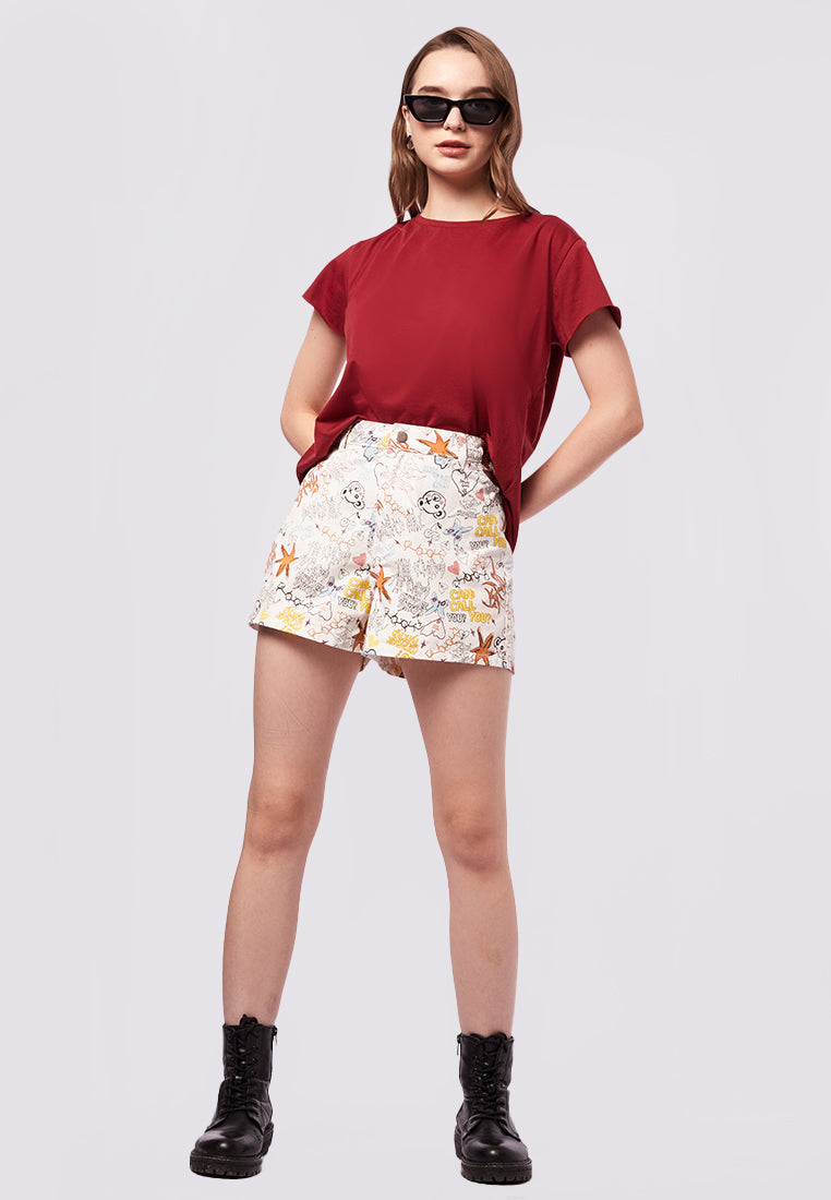 Short Sleeve T-Shirt with Unfinished Hem