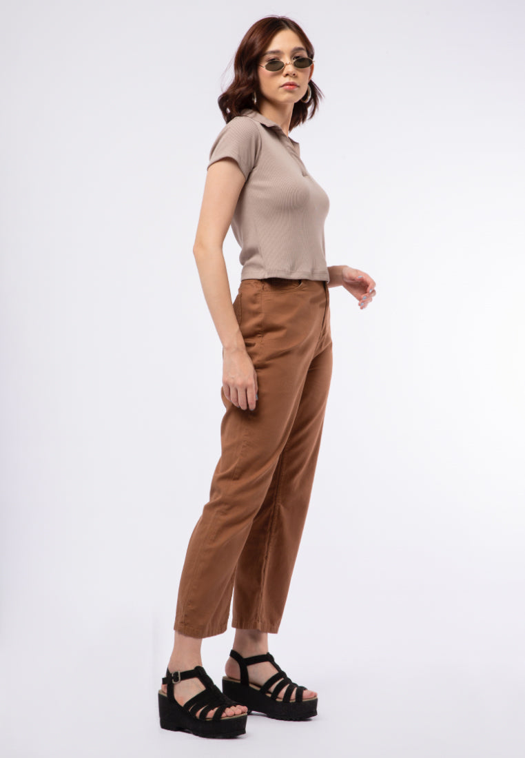Ribbed V-neck Short Sleeve Top