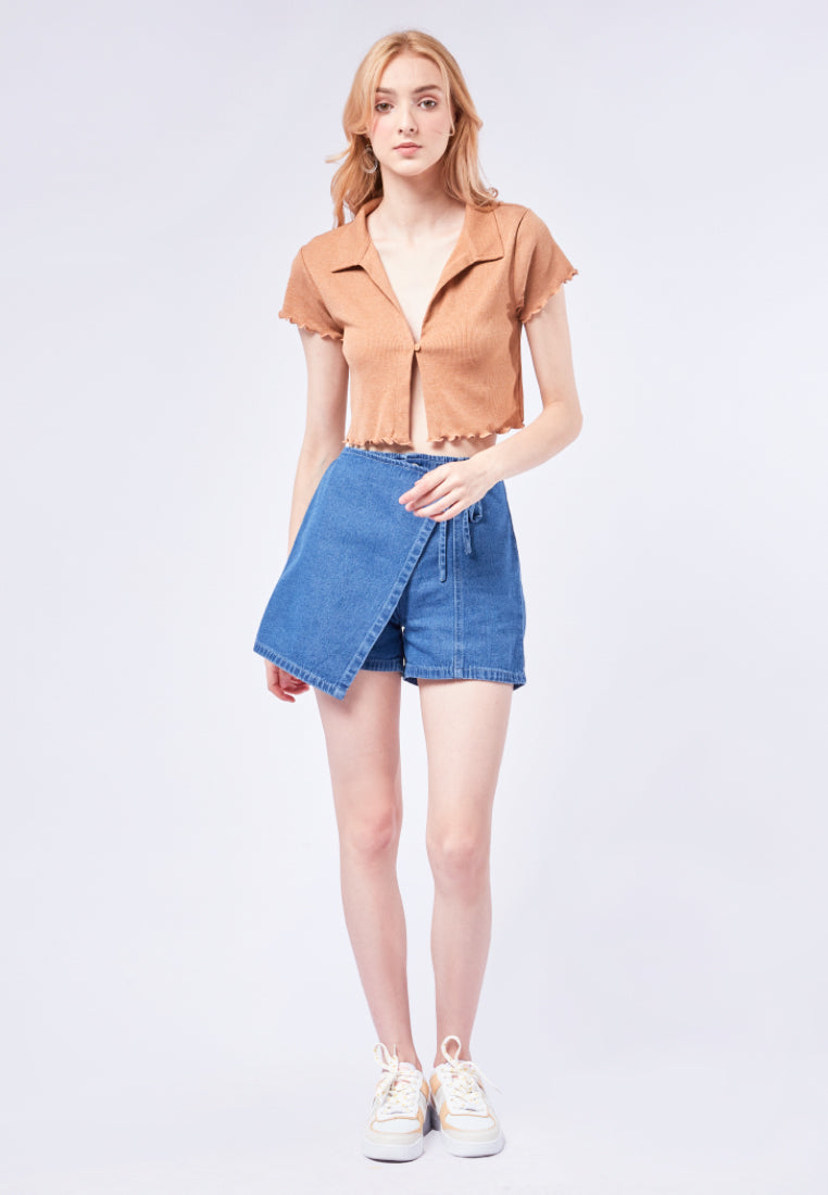 One Button Polo Crop Top