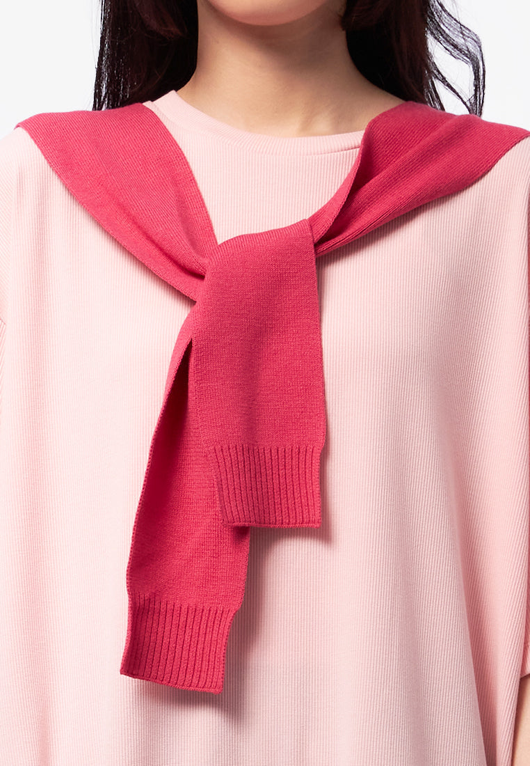 Oversized T-Shirt with Cape Pink