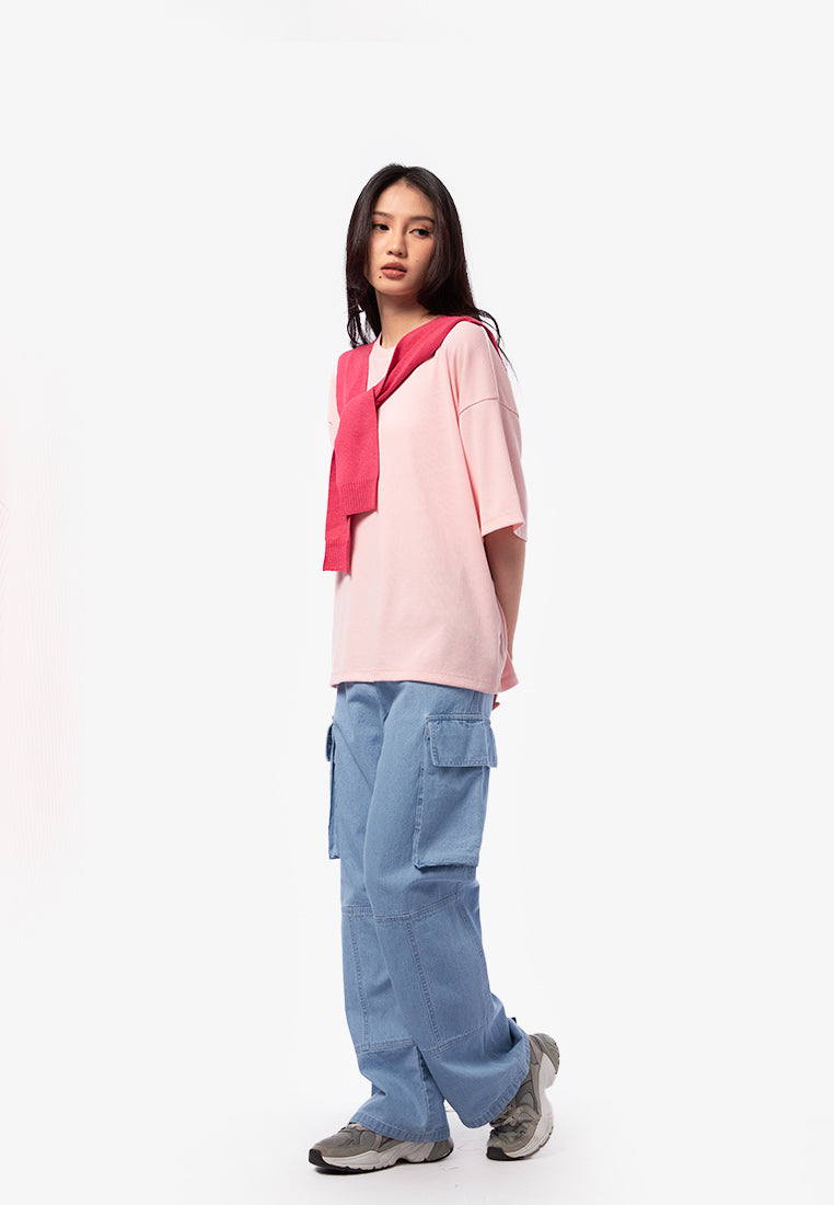 Oversized T-Shirt with Cape Pink