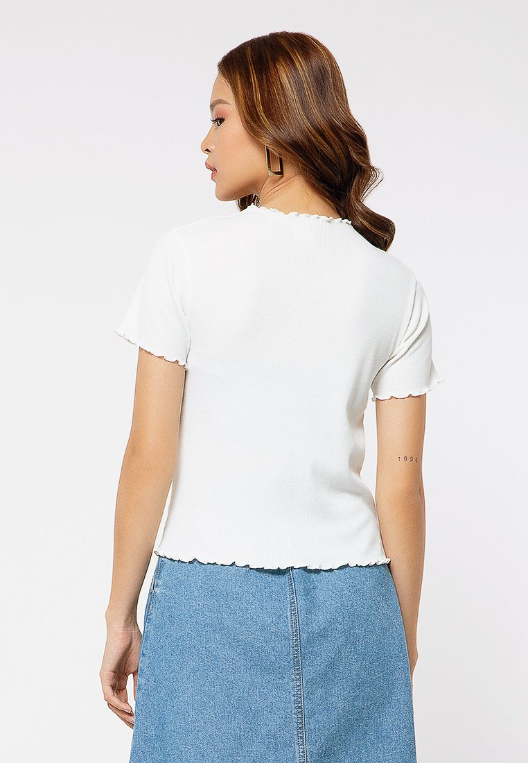 Rib Crop Printed T-shirt