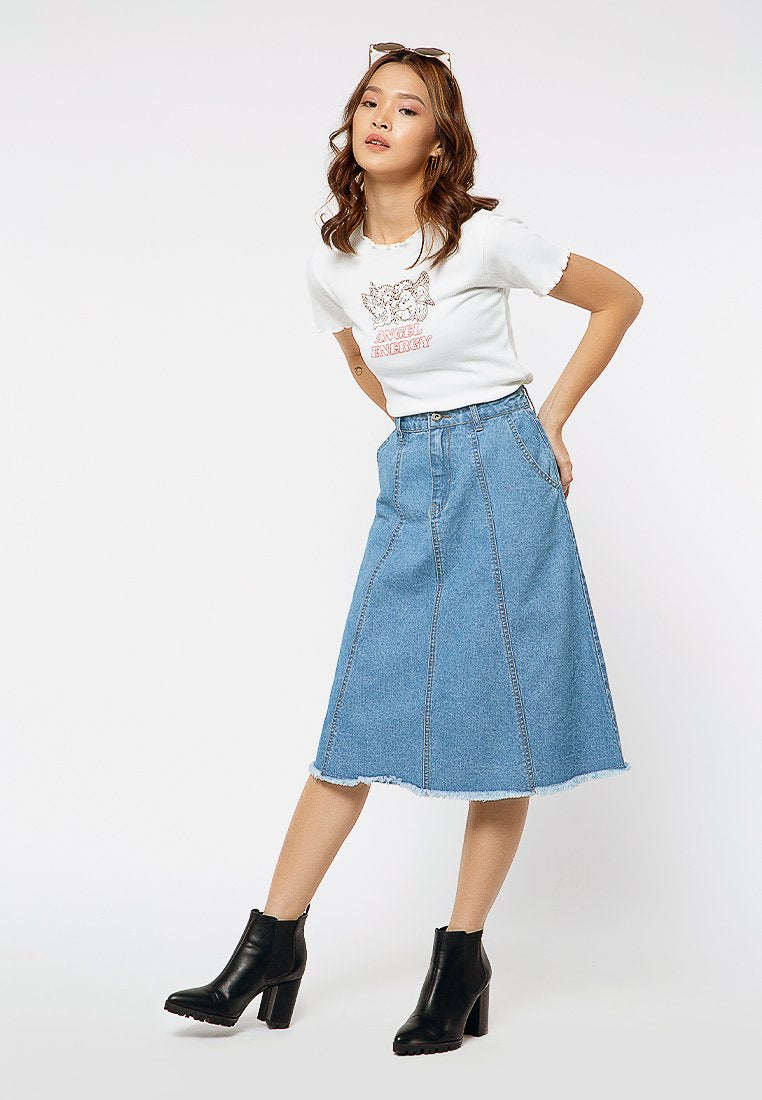 Rib Crop Printed T-shirt